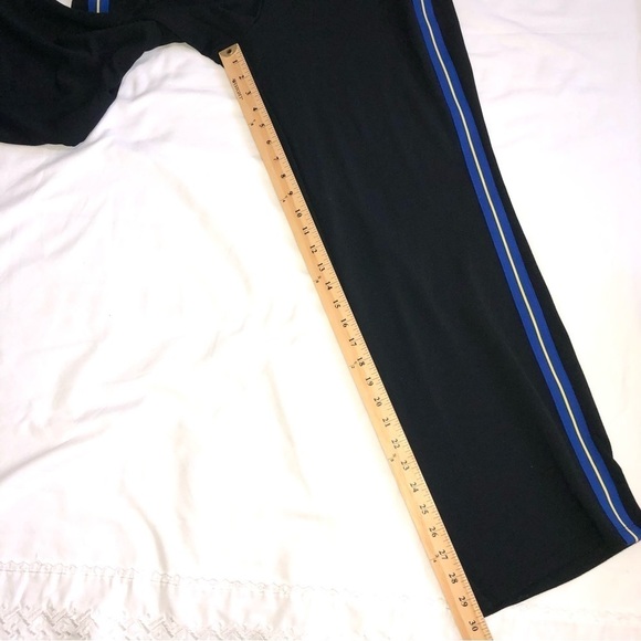 Lauren Ralph Lauren Black Track Style Pants Viscose Blend Size L Striped Sides - Picture 8 of 8